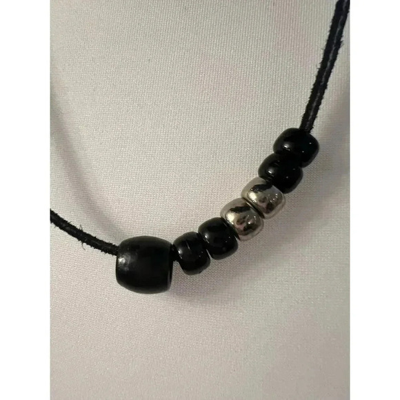 MENS WOOL BLACK WESTERN HAT WITH BEADED CHIN STRAP SIZE MEDIUM - Picture 5 of 10